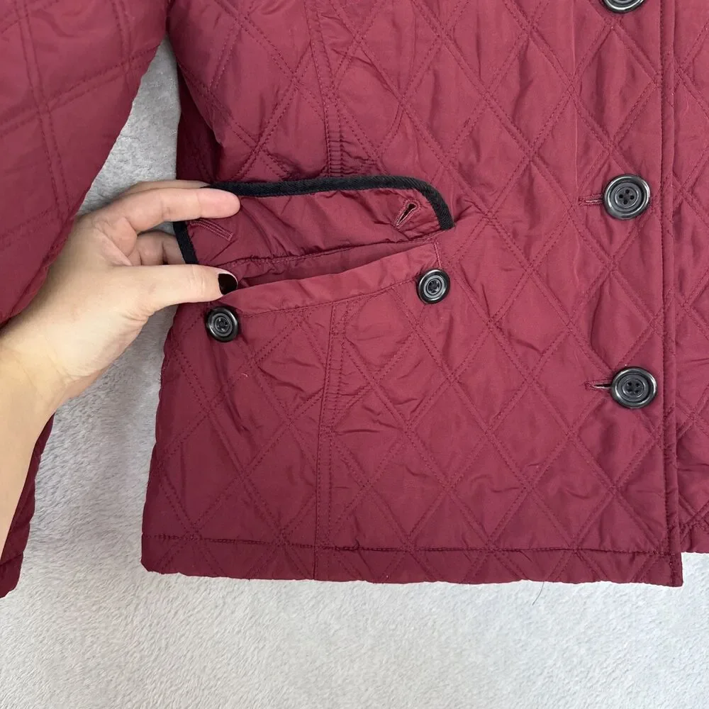 Croft & Barrow Barn Jacket Womens XL Burgundy Quilted Corduroy Collar Chore Coat - Picture 3 of 14